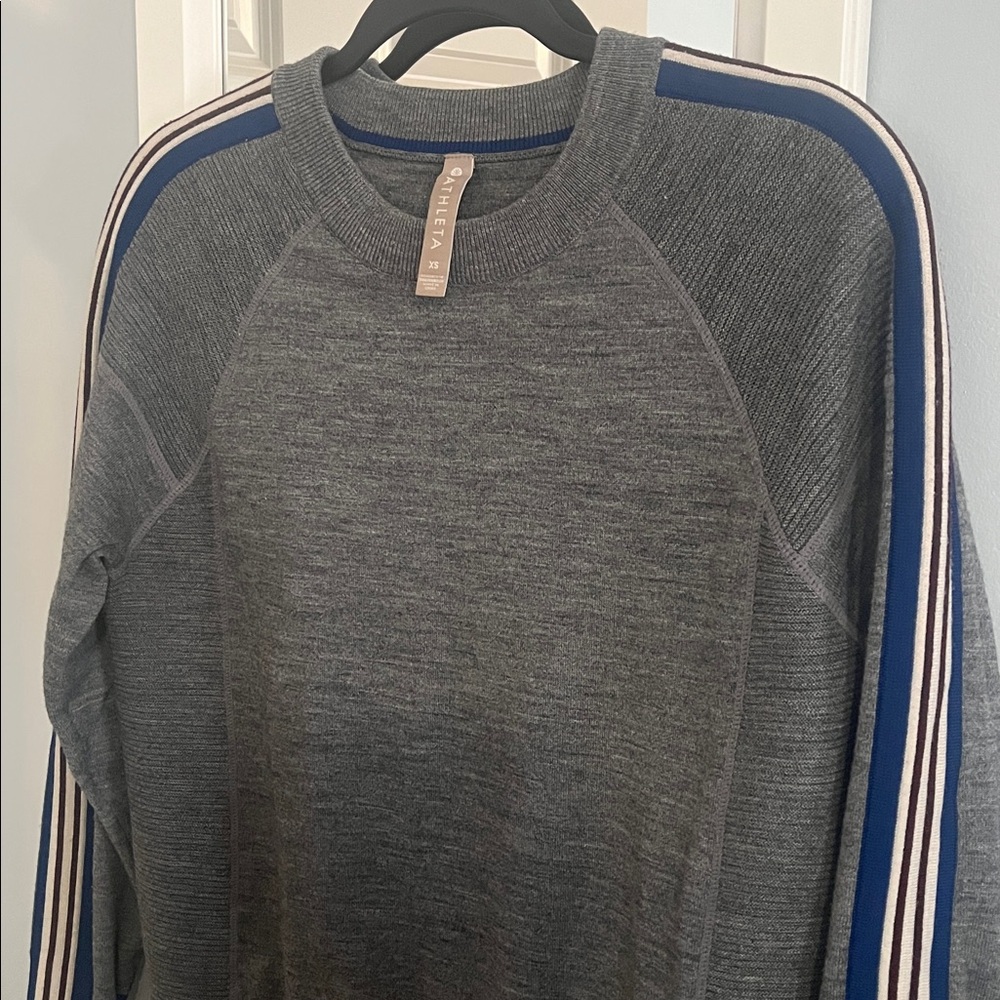 Athleta Gray Varsity Sweater XS